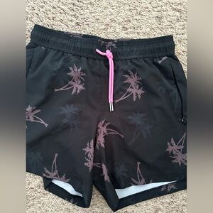 Men’s  Black Palm Tree swim trunks small